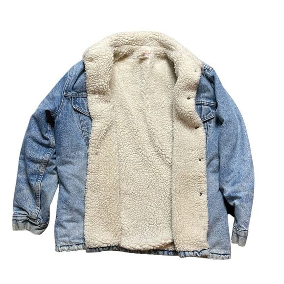 Vintage LEVIS Sherpa Lined Jean Jacket Size 44 - Picture 9 of 16